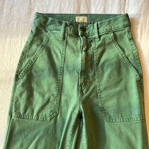 Mother Denim “The Wrapper Patch Springy Ankle” Pants in green